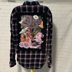 Upcycled Smashing Pumpkins Infinite Sadness World Tour Tee Flannel Sz L
